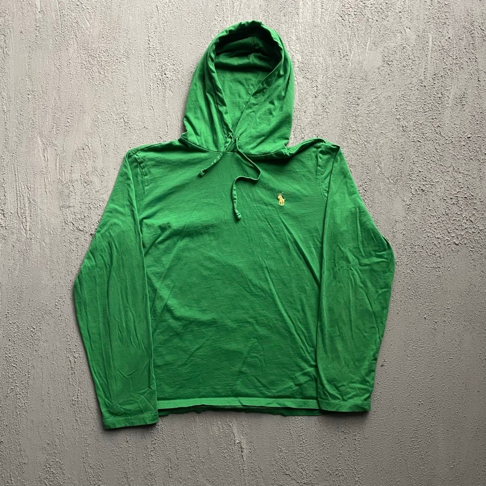 Polo Ralph Lauren Long Sleeve Hooded T-Shirt Mens Medium Green